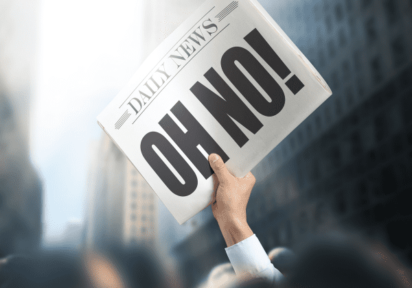 Man holding Daily News It Says Oh No